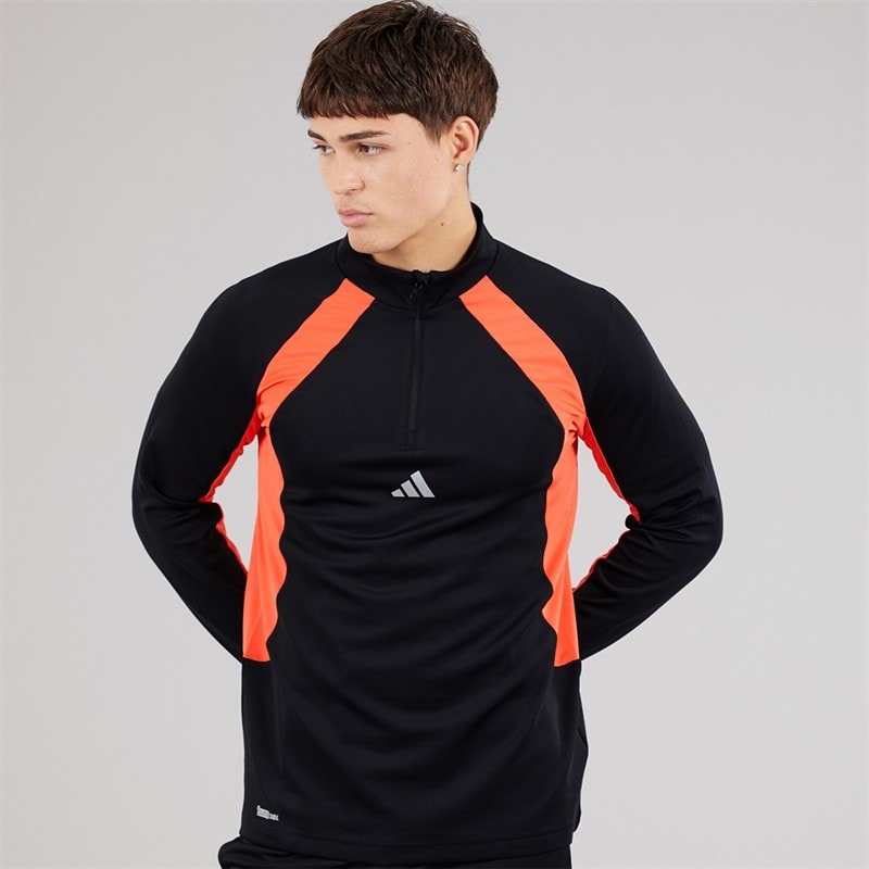 adidas Mens Tech Apparel 1/4 Zip Training Top Black/Easy Coral - Image 3