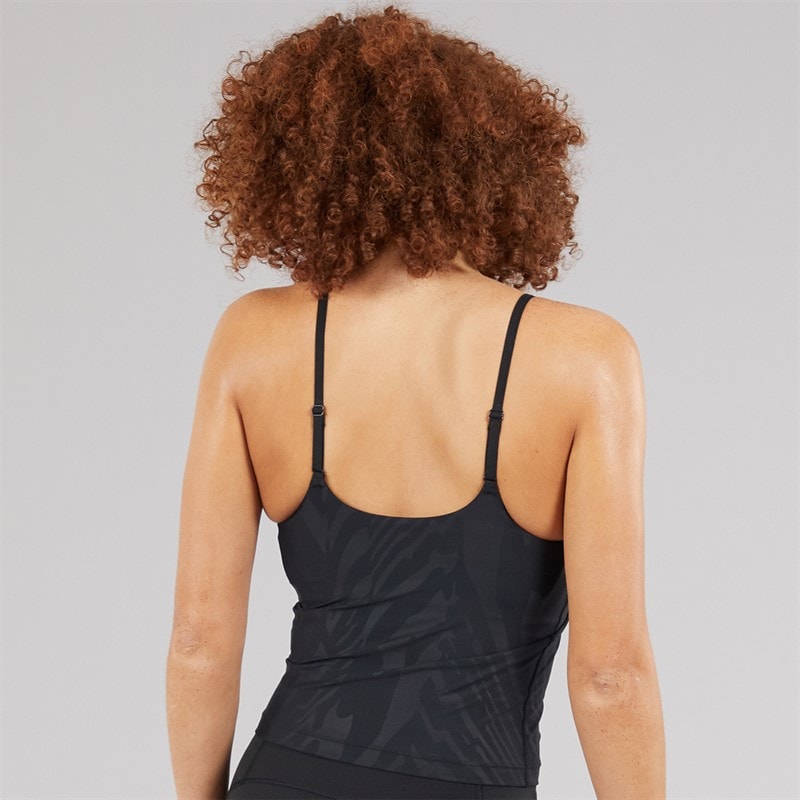 adidas Womens Optime All Over Print Tank Top Black - Image 2