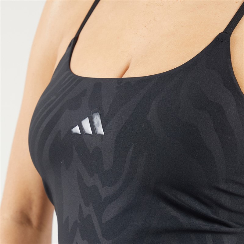 adidas Womens Optime All Over Print Tank Top Black - Image 3