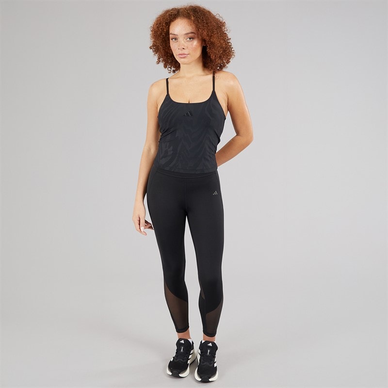 adidas Womens Optime All Over Print Tank Top Black - Image 4