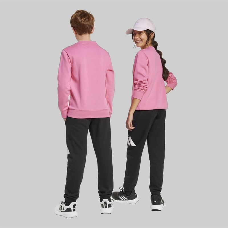 adidas Junior Essentials Sweatshirt And Joggers Set Pink Fusion/White - Image 2
