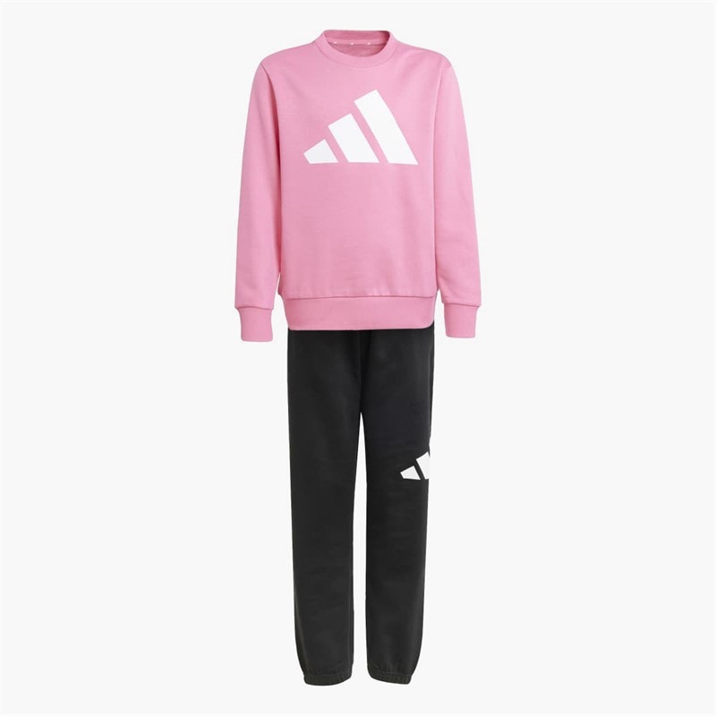 adidas Junior Essentials Sweatshirt And Joggers Set Pink Fusion/White - Image 3