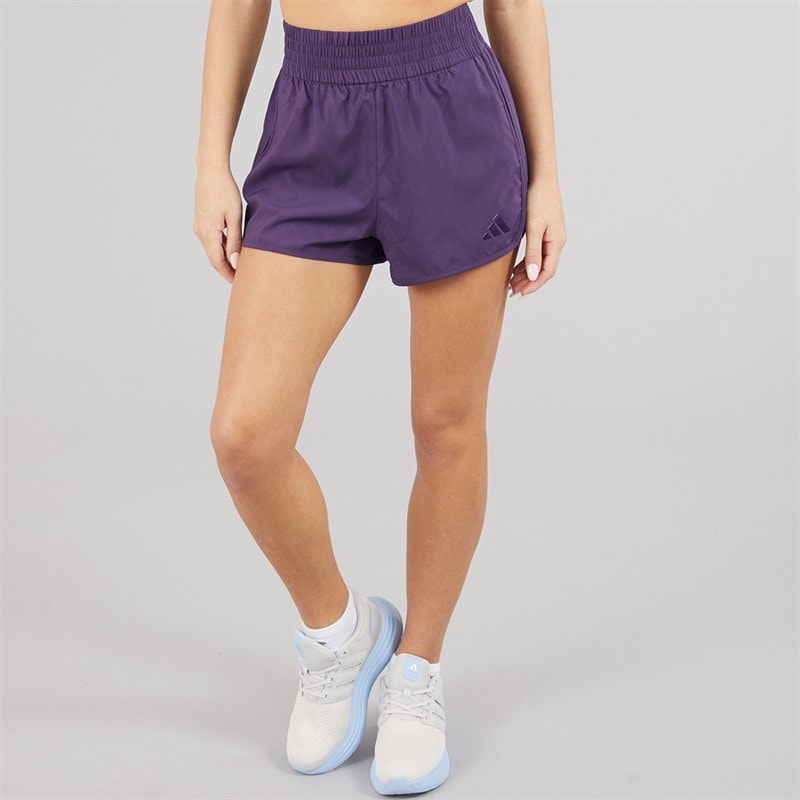 adidas Womens Pacer Training High Rise Woven Shorts Aurora Plum - Image 3