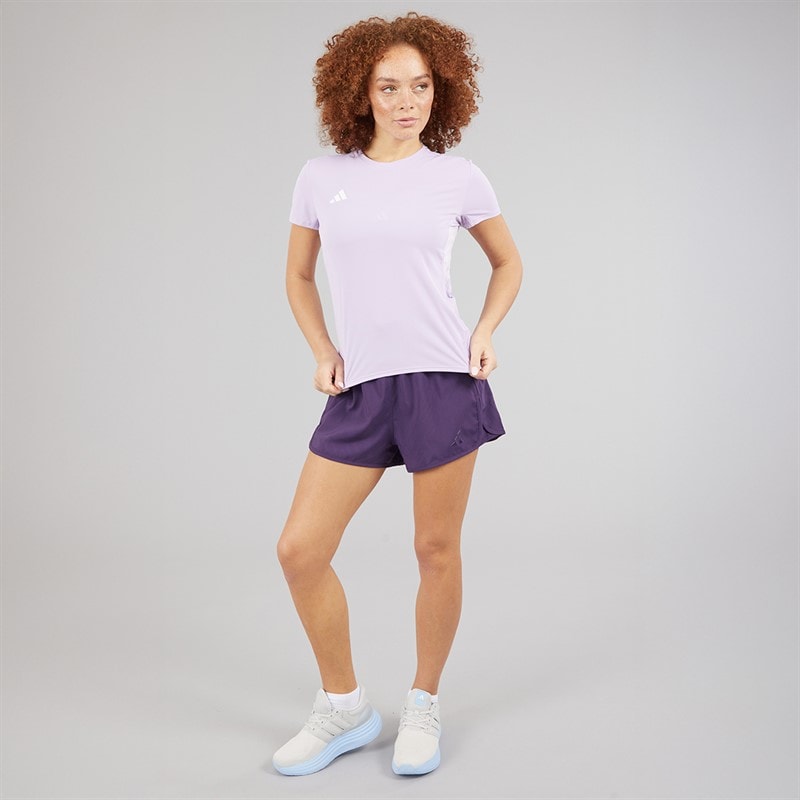 adidas Womens Pacer Training High Rise Woven Shorts Aurora Plum - Image 4