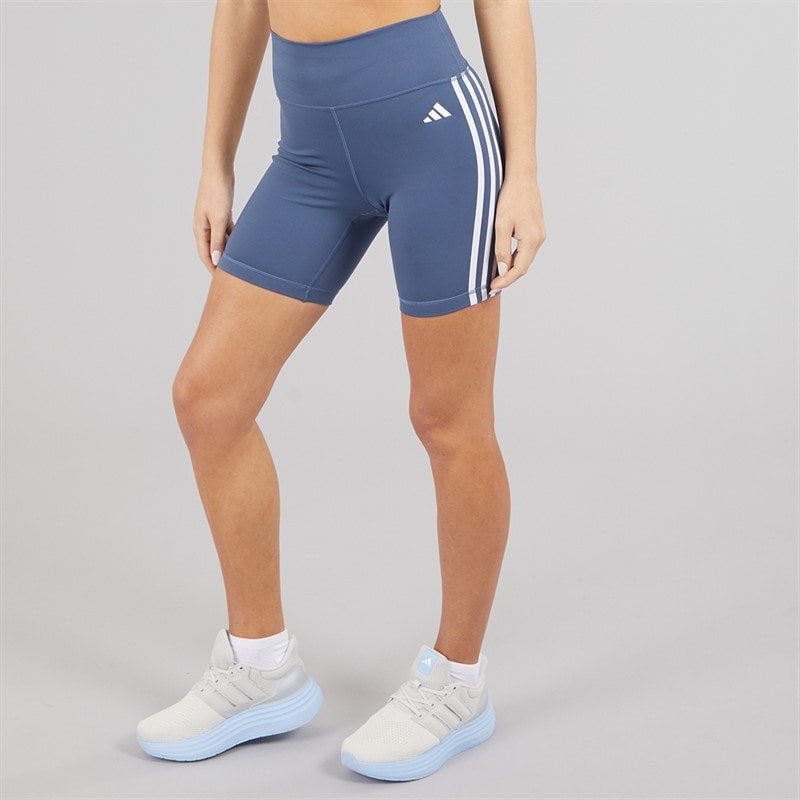 adidas Womens Training Essentials 3-Stripes High Waist Shorts Preloved Ink
