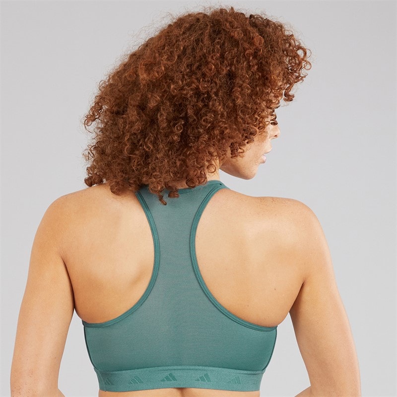 adidas Womens Prime Lift Training Medium Support Sports Bra Pure Teal/White - Image 2