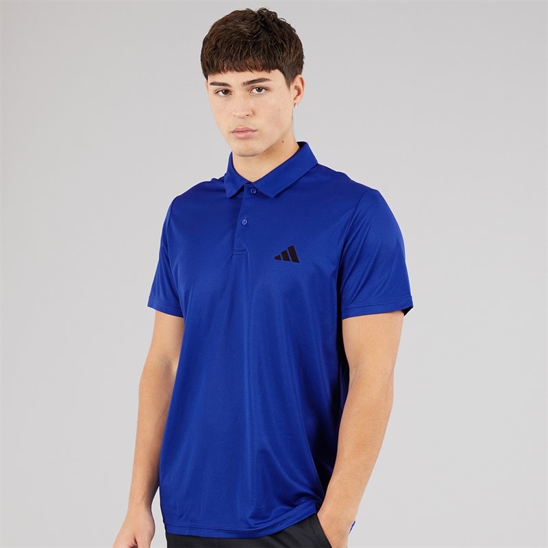 adidas Mens Train Essentials Feelready Training Polo Shirt Lucid Blue/Black - Image 1