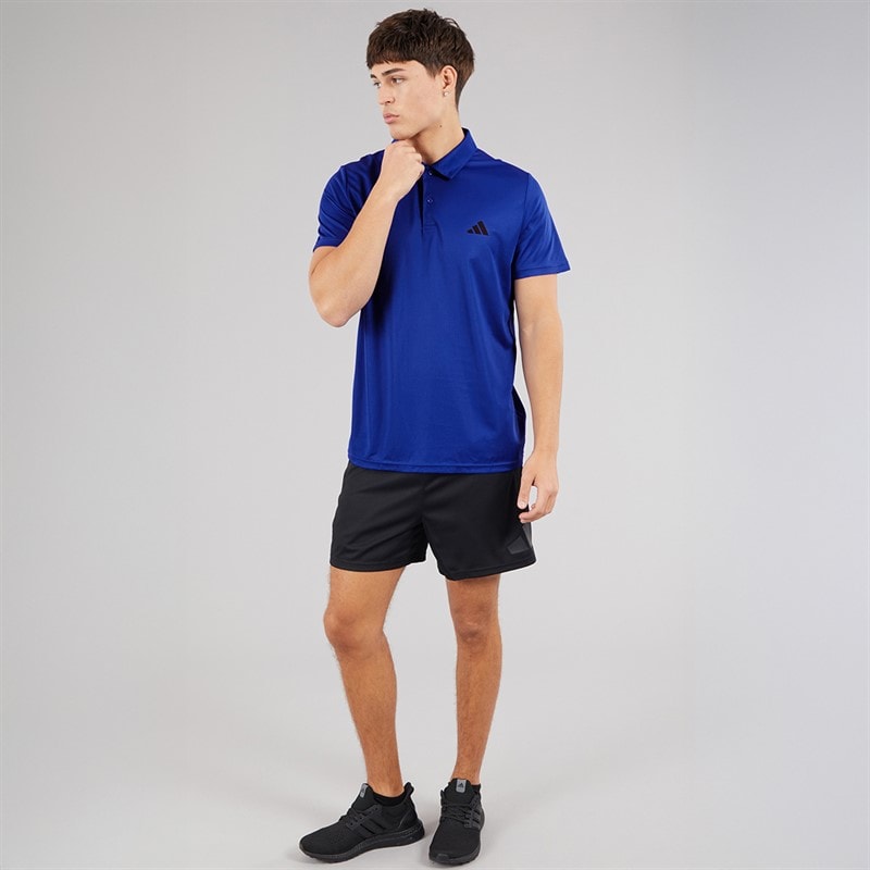 adidas Mens Train Essentials Feelready Training Polo Shirt Lucid Blue/Black - Image 4