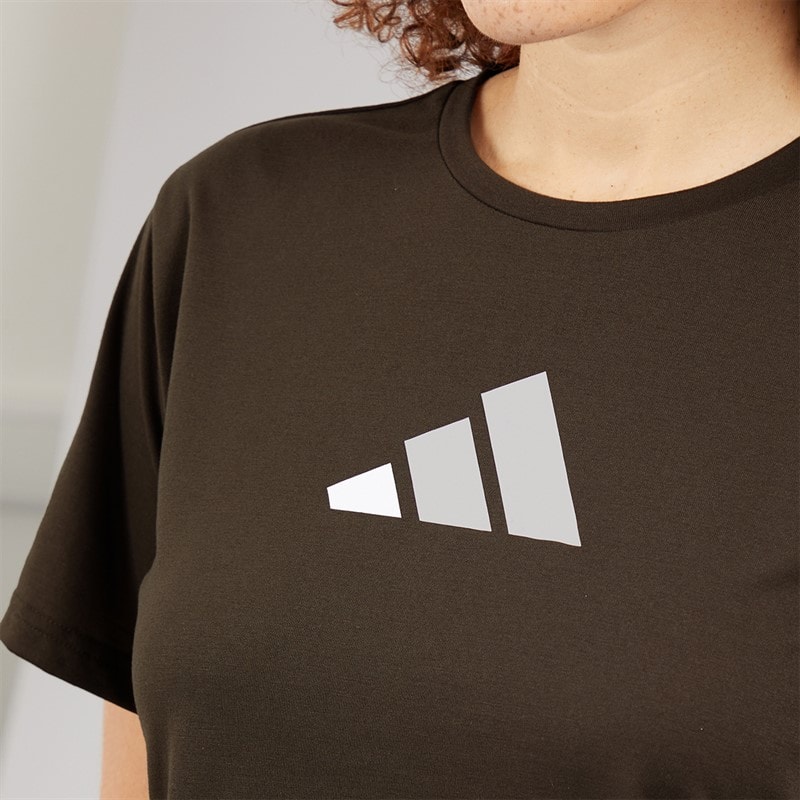 adidas Womens Train Essentials Big Logo Training T-Shirt Shadow Olive - Image 3