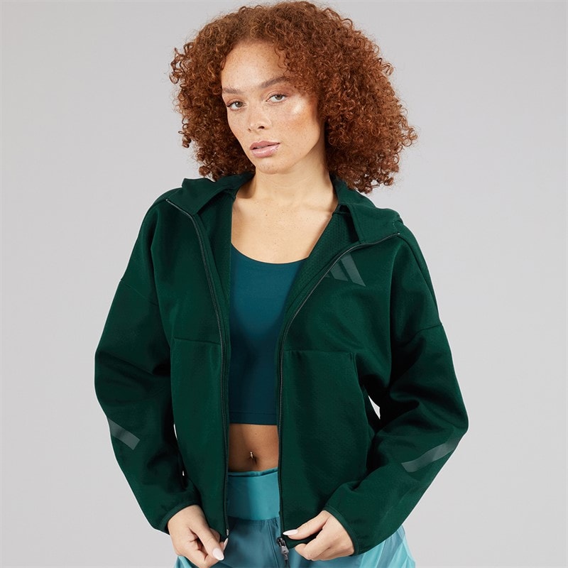 adidas Womens Z.N.E Full Zip Hoodie Aurora Ivy - Image 1