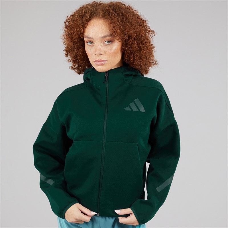adidas Womens Z.N.E Full Zip Hoodie Aurora Ivy - Image 3