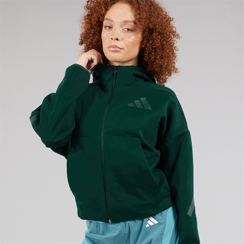 adidas Womens Z.N.E Full Zip Hoodie Aurora Ivy - Image 5