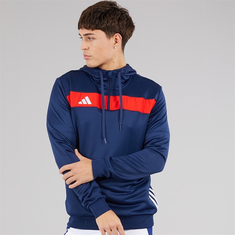 adidas Mens Tiro 25 Essentials Hoodie Navy Blue/Red - Image 3
