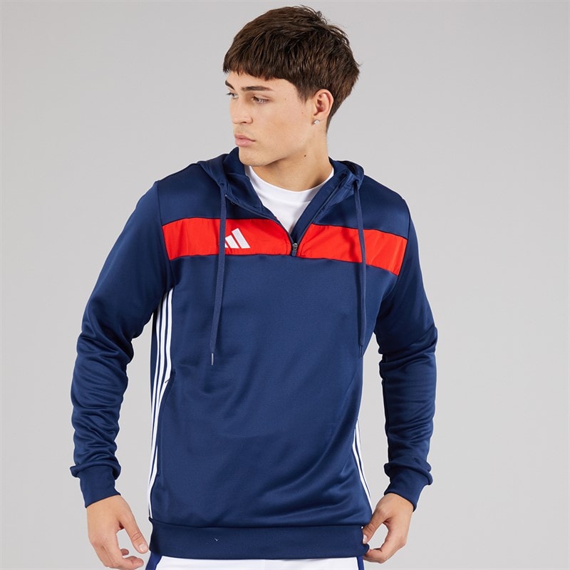 adidas Mens Tiro 25 Essentials Hoodie Navy Blue/Red - Image 5