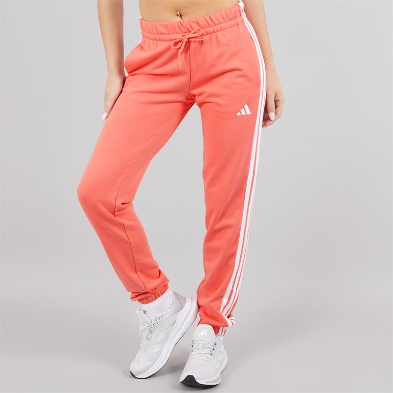 adidas Womens Essentials 3-Stripes French Terry Cuffed Joggers Semi Turbo/White - Image 3