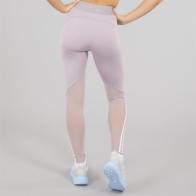 adidas Womens Hyperglam Full Length Leggings Preloved Fig/White - Image 2