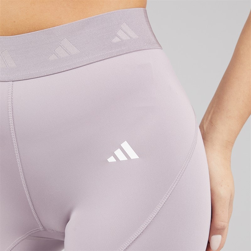adidas Womens Hyperglam Full Length Leggings Preloved Fig/White - Image 3