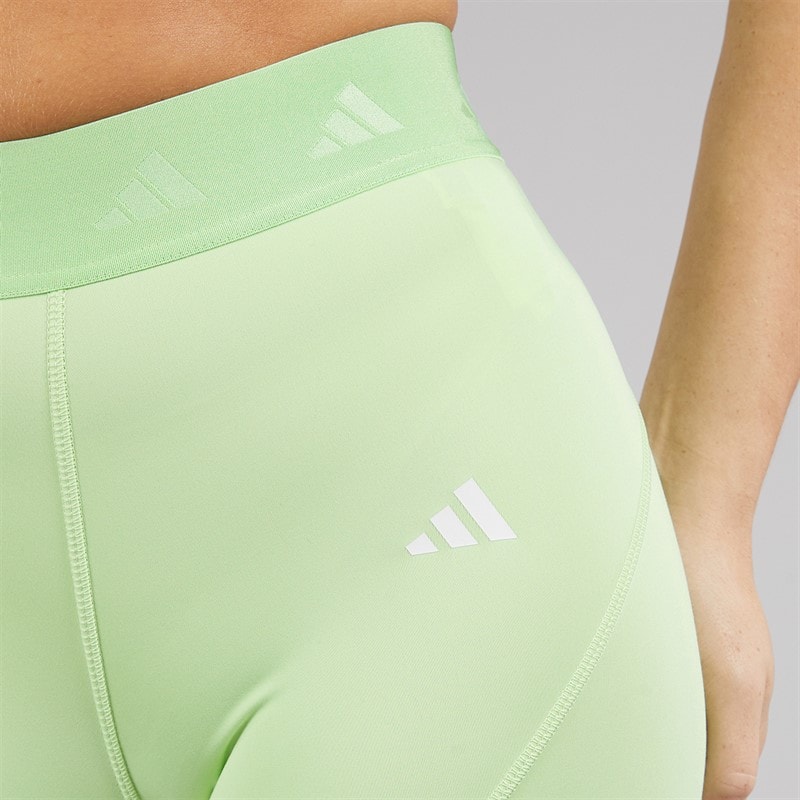 adidas Womens Hyperglam Full Length Leggings Semi Green Spark/White - Image 3