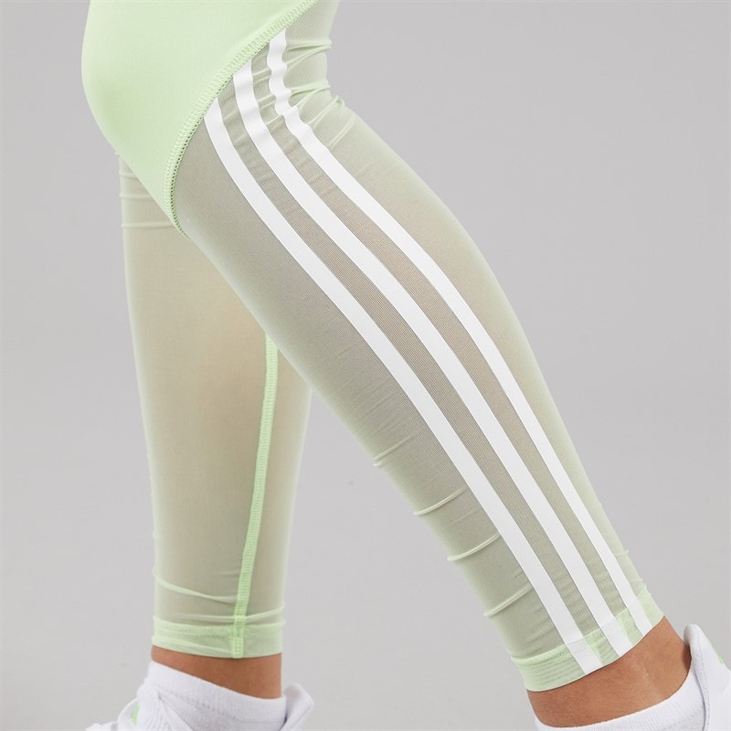 adidas Womens Hyperglam Full Length Leggings Semi Green Spark/White - Image 5