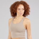 adidas Womens All Me Medium Support Bra Tank Top Chalky Brown