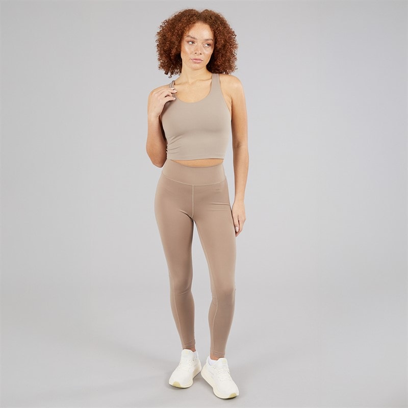 adidas Womens All Me Medium Support Bra Tank Top Chalky Brown - Image 4