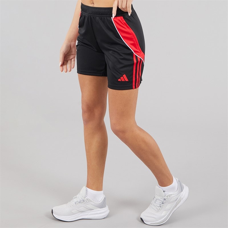 adidas Womens Tiro 24 Training Shorts Black/Pure Ruby - Image 3