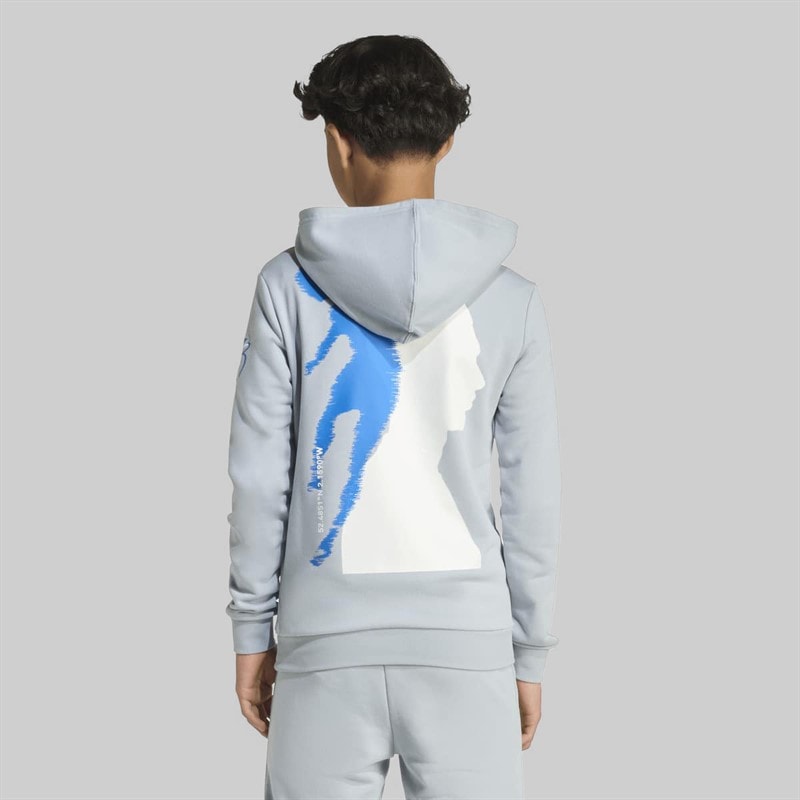 adidas Junior Boys Jude Bellingham Back Graphic Hoodie Light Grey - Image 3