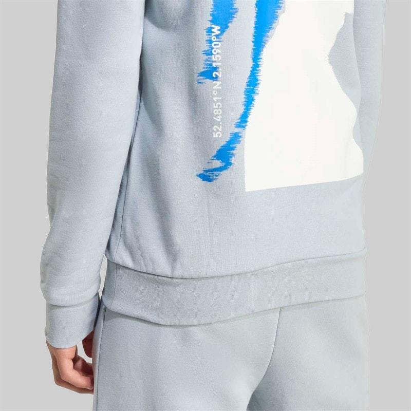 adidas Junior Boys Jude Bellingham Back Graphic Hoodie Light Grey - Image 5