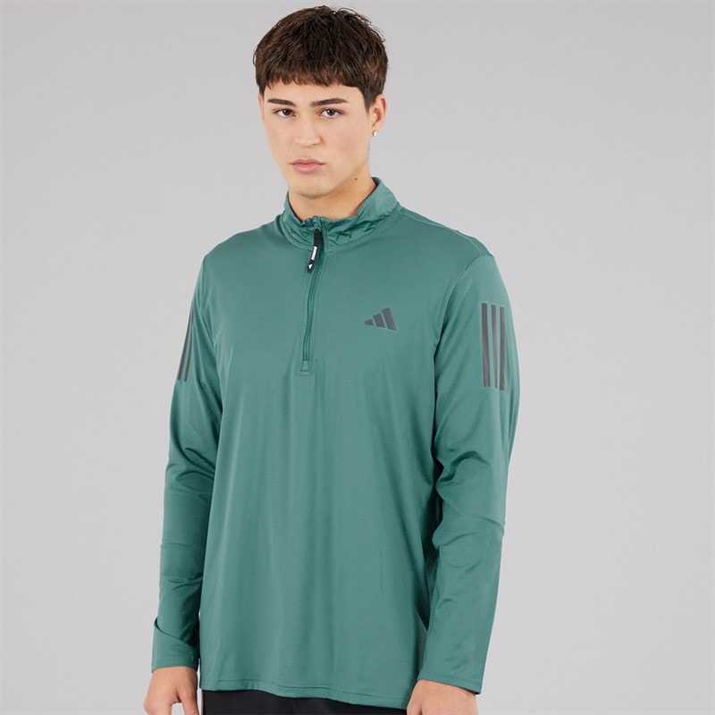 adidas Mens Own The Run 1/2 Zip Running Top Preloved Teal - Image 1