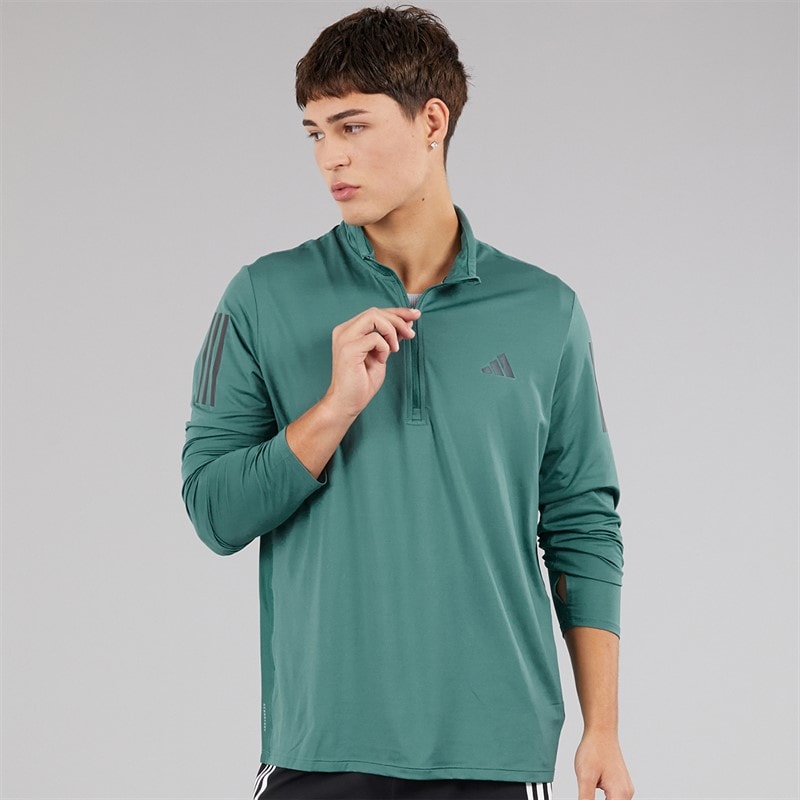 adidas Mens Own The Run 1/2 Zip Running Top Preloved Teal - Image 3