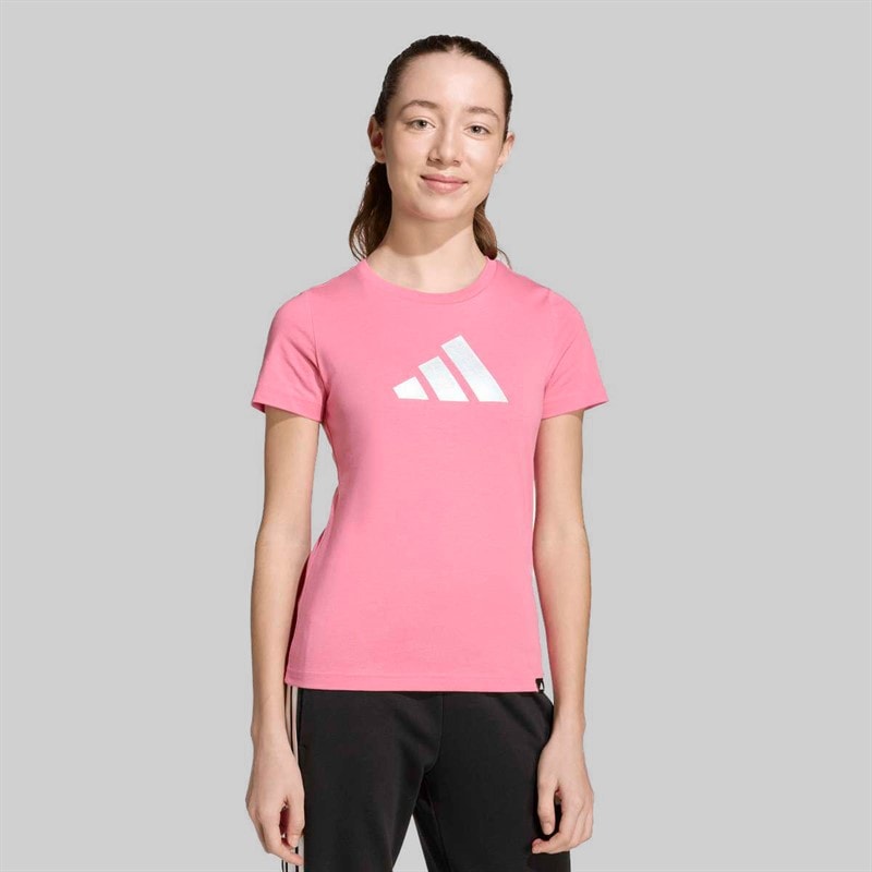 adidas Junior Girls Everyday Glam Graphic T-Shirt Pink Fusion - Image 1