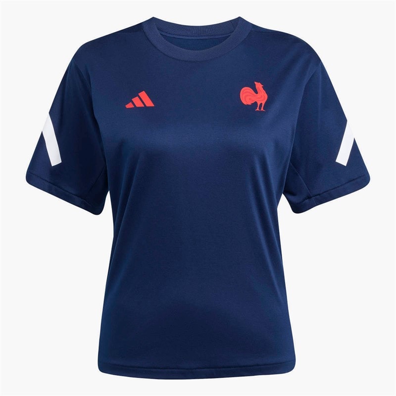 adidas Womens FFR France Rugby Travel T-Shirt Collegiate Navy - Image 1