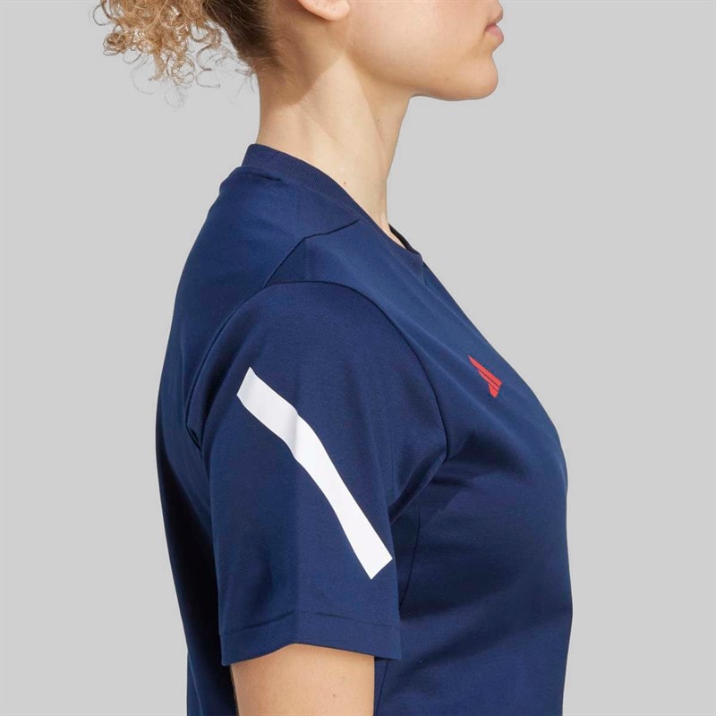 adidas Womens FFR France Rugby Travel T-Shirt Collegiate Navy - Image 5
