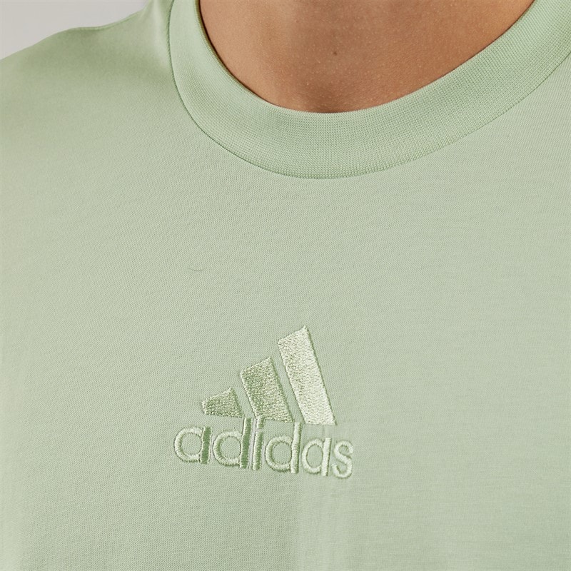 adidas Mens Studio Lounge T-Shirt Linen Green - Image 3