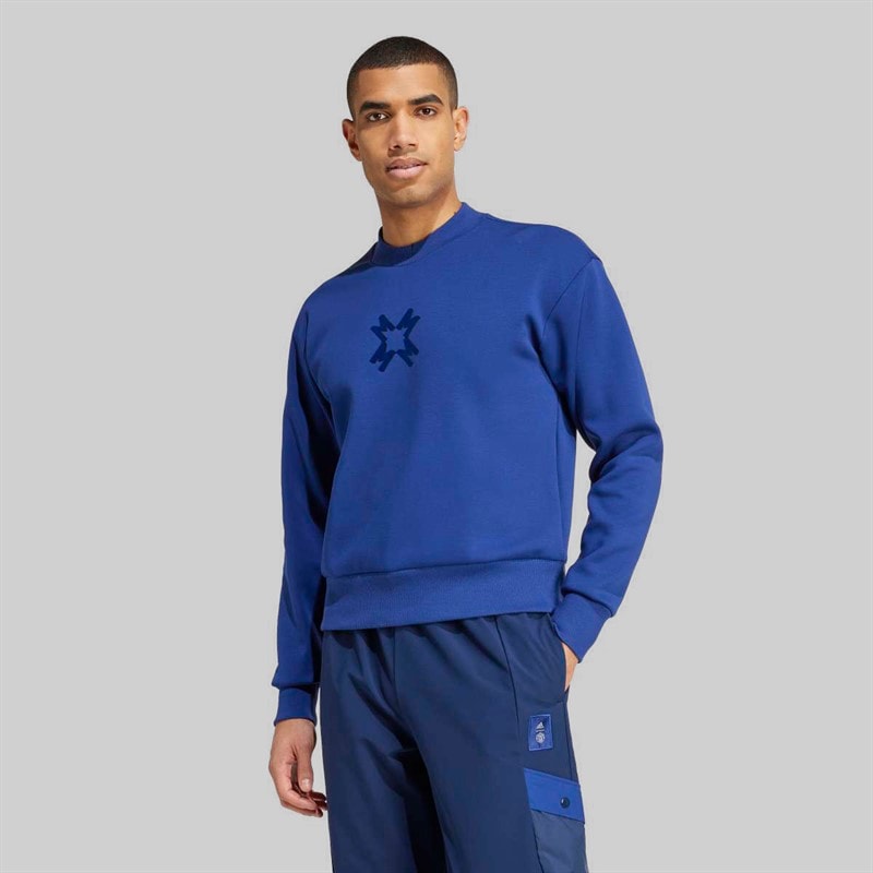 adidas Mens MUFC Manchester United Seasonal Sweatshirt Victory Blue - Image 2