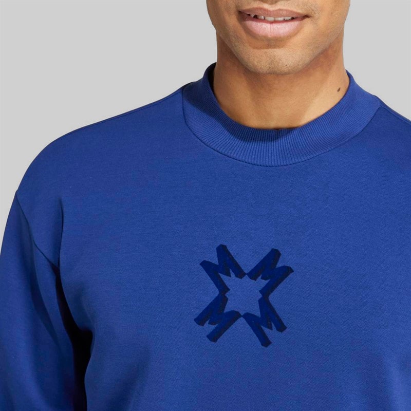 adidas Mens MUFC Manchester United Seasonal Sweatshirt Victory Blue - Image 4