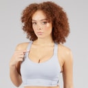 adidas Womens Fastimpact Luxe Run High Support Sports Bra Halo Silver
