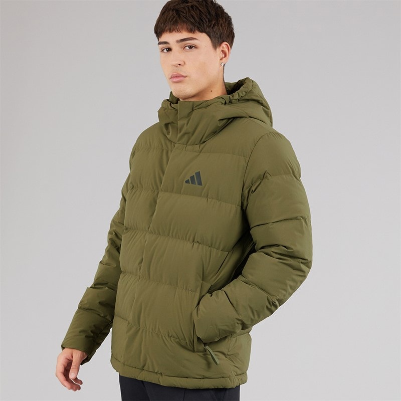 adidas Mens Helonic Climawarm Down Insulated Jacket Olive Strata - Image 5