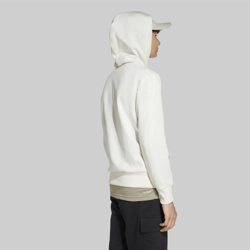 adidas Junior Boys Slogan Fleece Hoodie Off White - Image 2