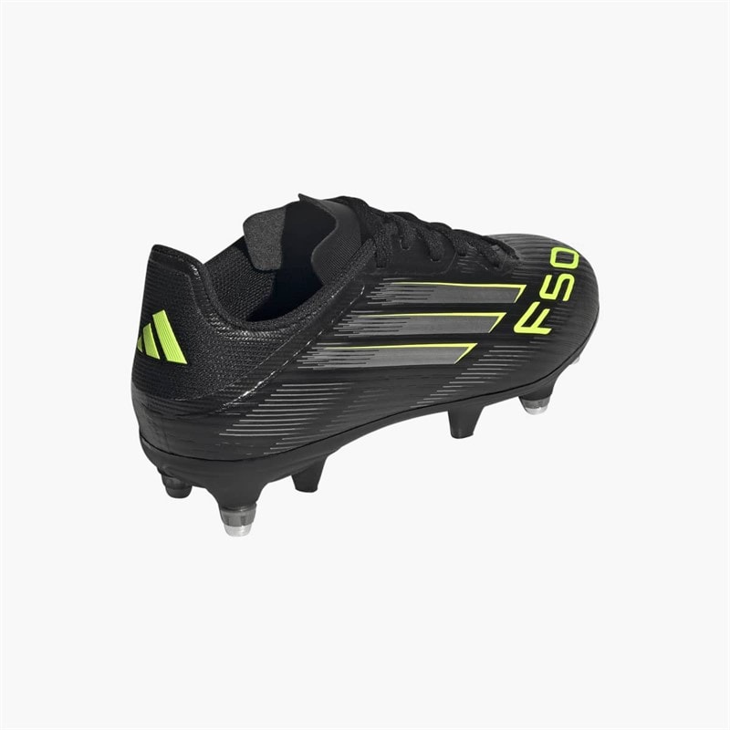 adidas Junior F50 League SG Soft Ground Football Boots Core Black/Iron Metallic/Lucid Lemon - Image 3