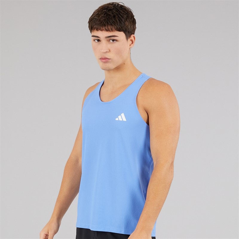 adidas Mens Own The Run Running Vest Blue Fusion - Image 3