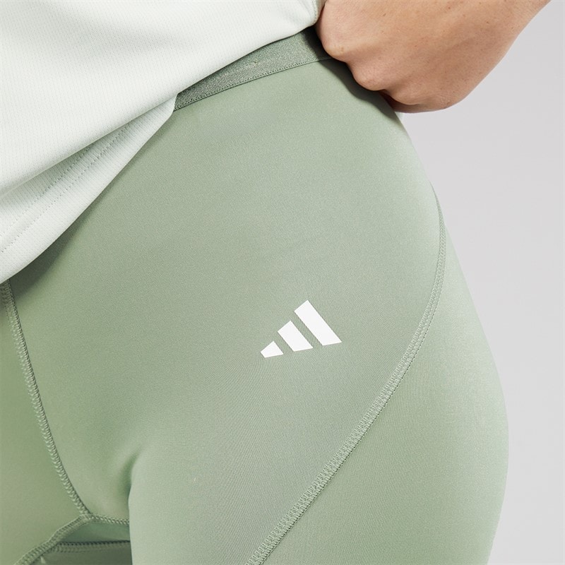 adidas Womens Hyperglam Full Length Leggings Silver Green/White - Image 5
