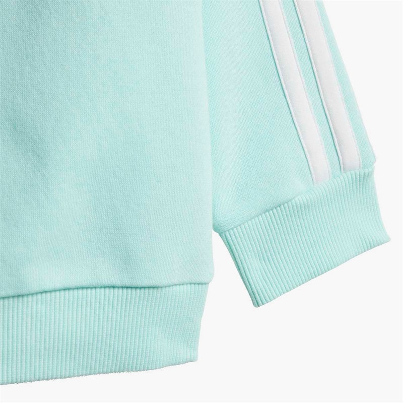adidas Infant Seasonal Essentials Tiberio 3-Stripes Fleece Sweatshirt And Joggers Set Semi Flash Aqua/White/Grey Strata - Image 3