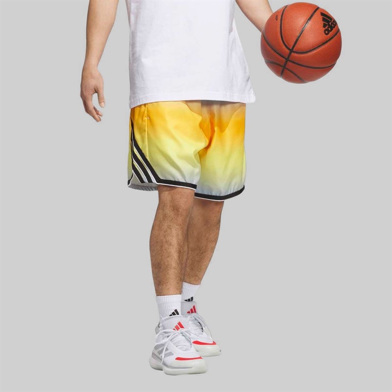 adidas Mens Crazylite All Over Print Basketball Shorts Crew Yellow/Clear Sky - Image 5