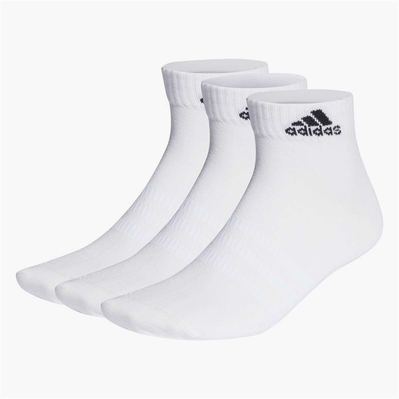 adidas Mens Thin And Light Three Pack Ankle Socks White/Black - Image 1