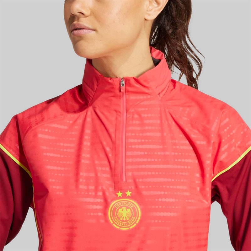 adidas Womens DFB Germany Tiro 25 Pro Rain 1/4 Zip Track Top Core Pink - Image 4
