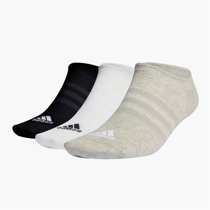 adidas Thin And Light Three Pack No Show Socks Medium Grey Heather/White/Black - Image 1