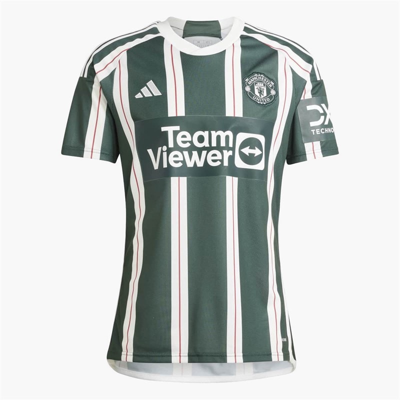 adidas Mens MUFC Manchester United 23/24 Away Jersey Green Night/White/Active Maroon - Image 1