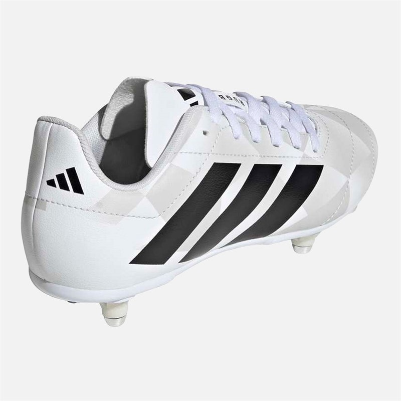 adidas Kids Junior SG Soft Ground Rugby Boots Cloud White/Core Black/Silver Metallic - Image 3