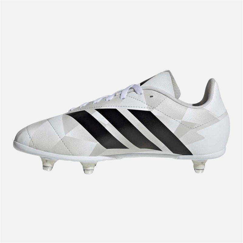adidas Kids Junior SG Soft Ground Rugby Boots Cloud White/Core Black/Silver Metallic - Image 5